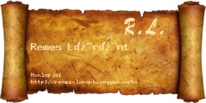Remes Lóránt névjegykártya