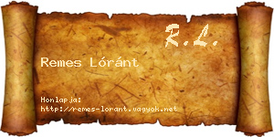 Remes Lóránt névjegykártya